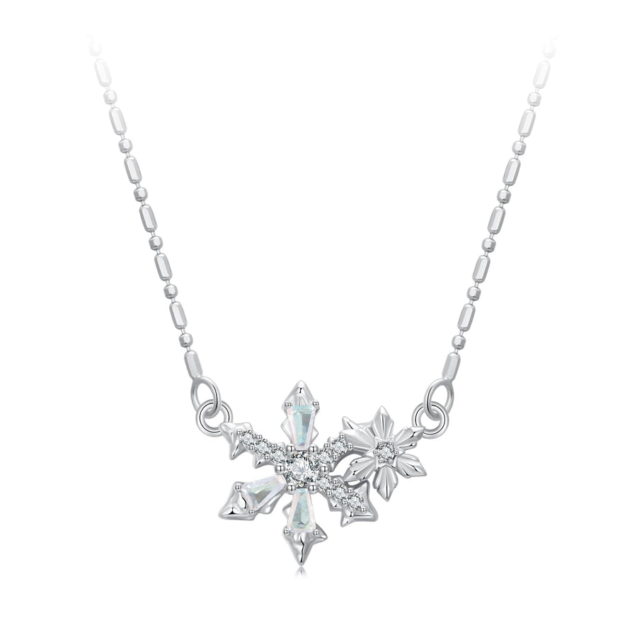 925 Sterling Silver  Necklace with CZ and Glass Pendant for Women