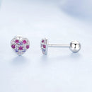925 Sterling Silver Earrings with Pavé Setting CZ in White Gold for Women