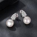 925 Sterling Silver 0.023 Carat Moissanite & Freshwater Pearl Earrings for Women