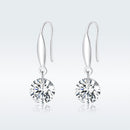 S925 Sterling Silver Earrings 2.6x0.8cm Plated Platinum with Pavé Setting CZ for Women