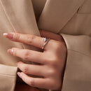 925 Sterling Silver White Gold Plated Pavé CZ Star Ring for Women
