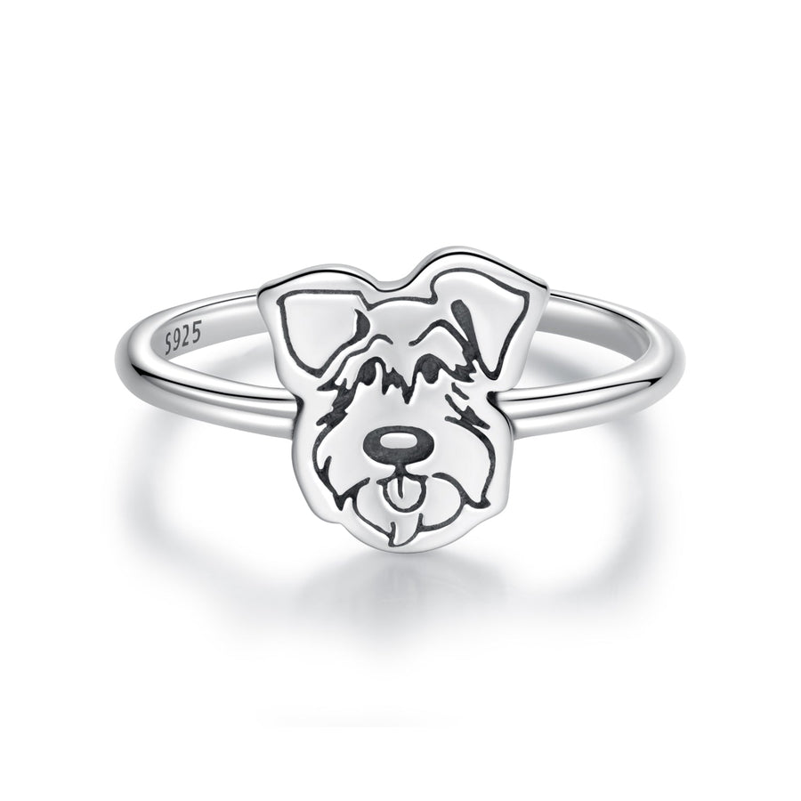 925 Sterling Silver Oxidized Silver Dog Ring for Women