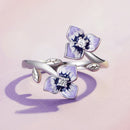 S925 Sterling Silver Enamel CZ Pavé Setting Ring for Women