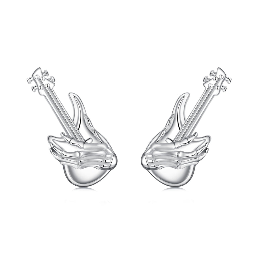 925 Sterling Silver Earrings for Women with White Gold Plating, Size 1.5x0.6cm
