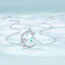 925 Sterling Silver Adjustable Moonstone Necklace with CZ Accents for Women