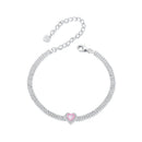 925 Sterling Silver White Gold Plated 8mm CZ Pendant Bracelet for Women