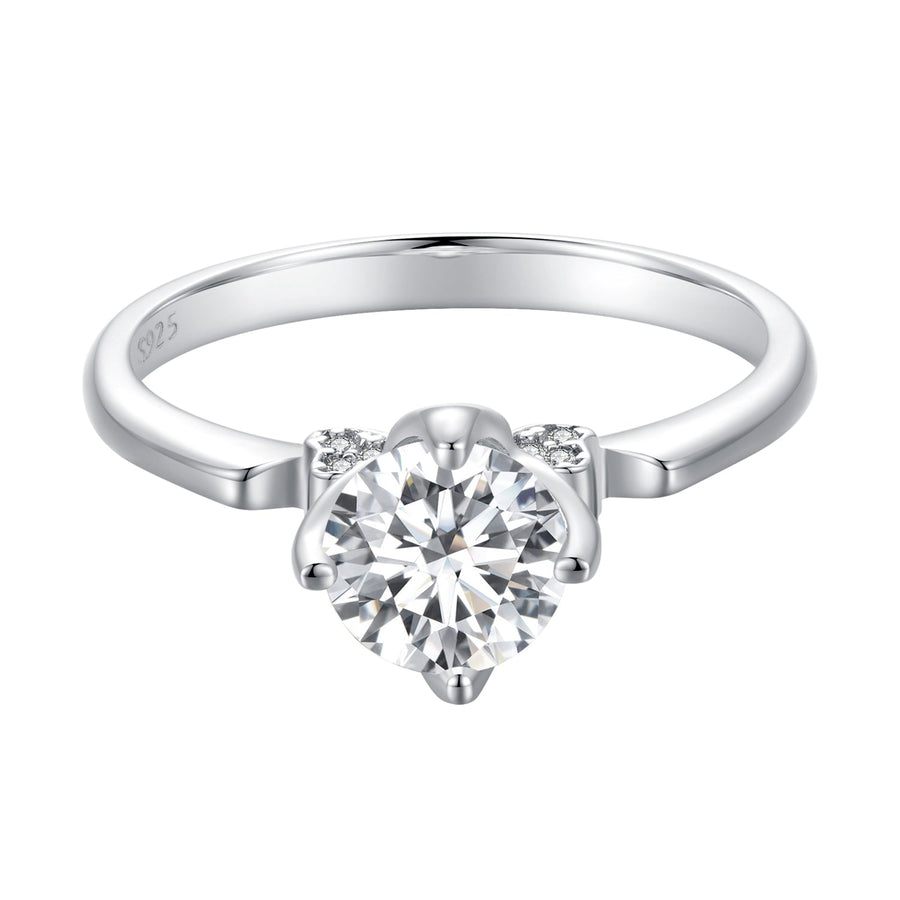925 Sterling Silver 1.0 Carat Moissanite Ring in Size 8