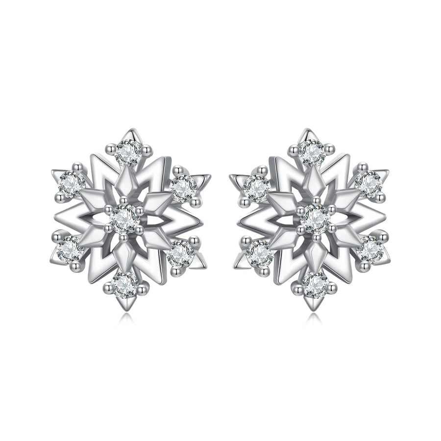925 Sterling Silver Earrings with Pavé Setting CZ and White Gold Plating