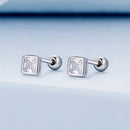 925 Sterling Silver 5mm Pavé Setting CZ Earrings for Women
