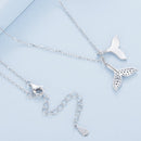 925 Sterling Silver Necklace with CZ & Enamel - 40+5cm Length, Fishtail Design for Women