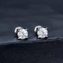 925 Sterling Silver Earrings with Moissanite in Style S, 0.5cm for Women