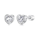 925 Sterling Silver Earrings with Plated White Gold & Pavé Setting CZ, 0.5cm for Women