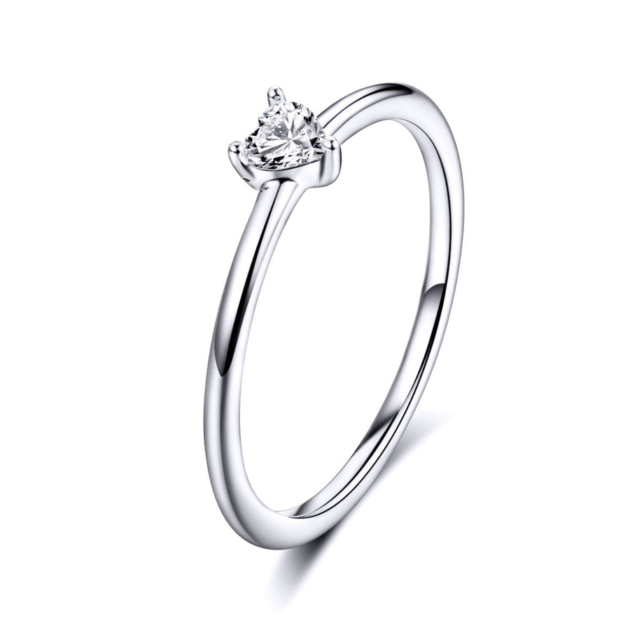 925 Sterling Silver Ring Size 6.0 with CZ and Platinum Plating for Women