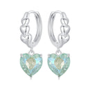 925 Sterling Silver Earrings with Transparent Glass, Plated White Gold, Size 23x8.5mm for Women