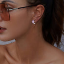 925 Sterling Silver Earrings with Transparent Glass, 12x7mm, for Women