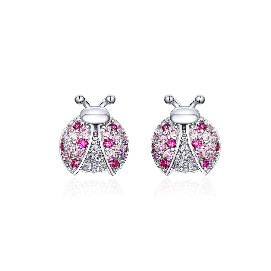 925 Sterling Silver Earrings with Pavé Setting CZ 1x0.9cm for Women