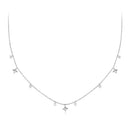925 Sterling Silver Plated White Gold Pendant Necklace with CZ Charm for Women 38+6cm