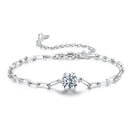 925 Sterling Silver Plated White Gold Moissanite Bracelet 15+6cm for Women