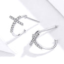 S925 Sterling Silver Earrings with Pavé Set CZ in Platinum Finish