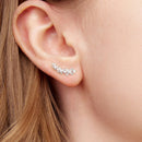 925 Sterling Silver White Gold Plated CZ Earrings 0.5*1.8cm for Women