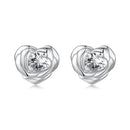 925 Sterling Silver Earrings with Pave Setting CZ and White Gold Plating