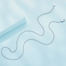 925 Sterling Silver 45S Platinum Plated Necklace for Women - 400mm Length, 0.8mm Thickness