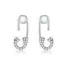 925 Sterling Silver Earrings for Women - 1.7x0.6cm, Platinum Plated with Pavé Setting CZ