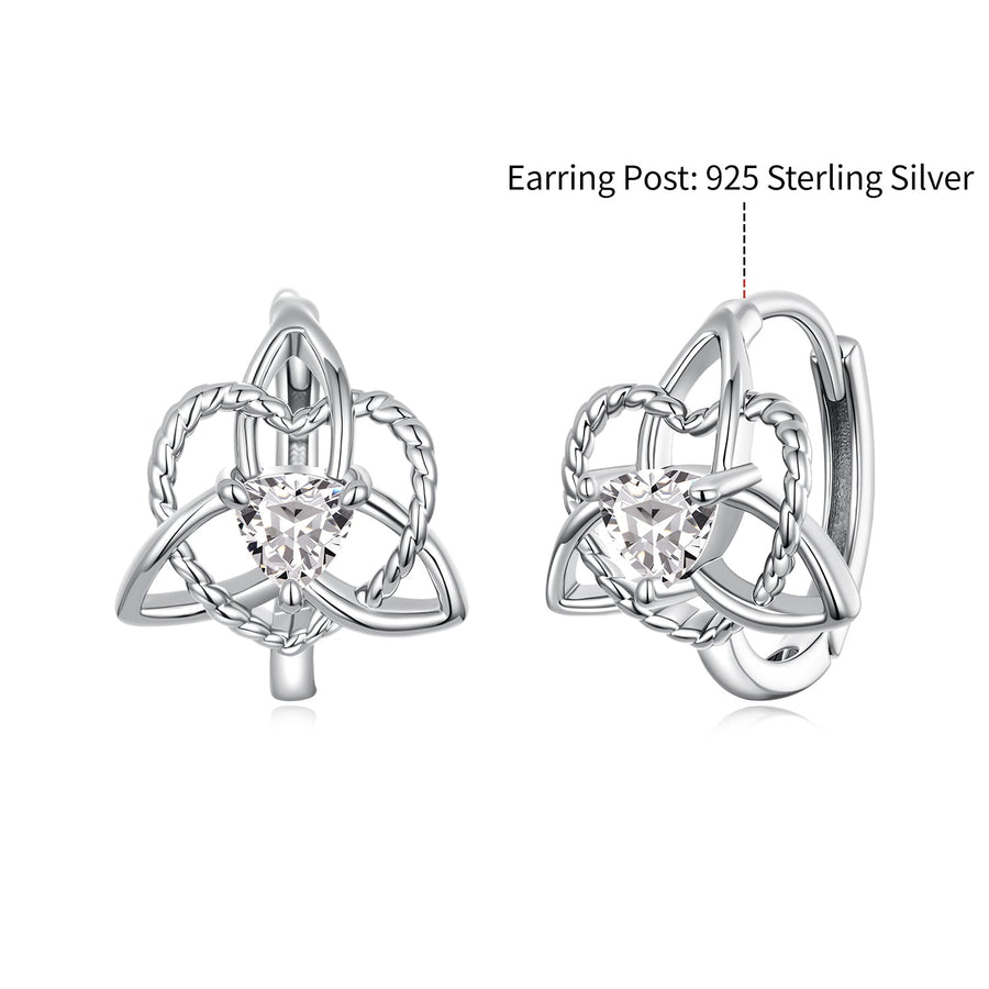 925 Sterling Silver White Gold Plated Pavé CZ 1.5x1.2cm Hoop Earrings for Women