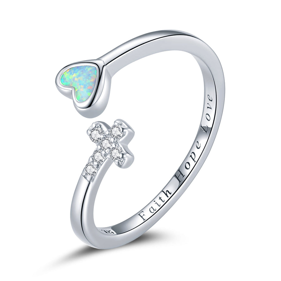 925 Sterling Silver Opal Ring with CZ for Women