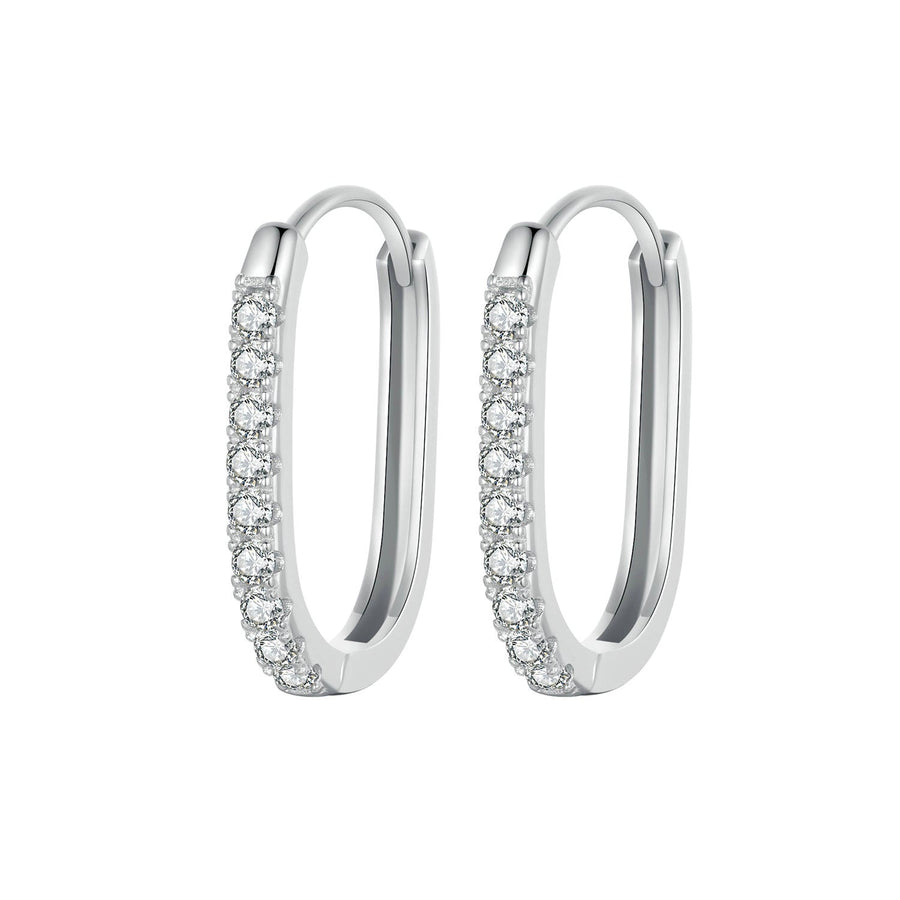 925 Sterling Silver Earrings with Pavé Setting CZ in Platinum for Women
