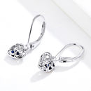 925 Sterling Silver Earrings with CZ and Platinum Plating, 2.3*0.8 cm