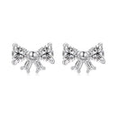 925 Sterling Silver White Gold Plated CZ Earrings for Women - 0.7x1.0cm