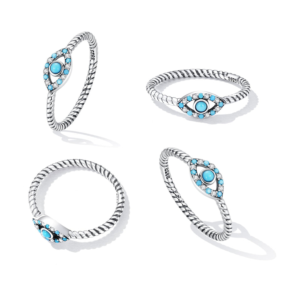 925 Sterling Silver Turquoise Adjustable Ring Size 8 for Women