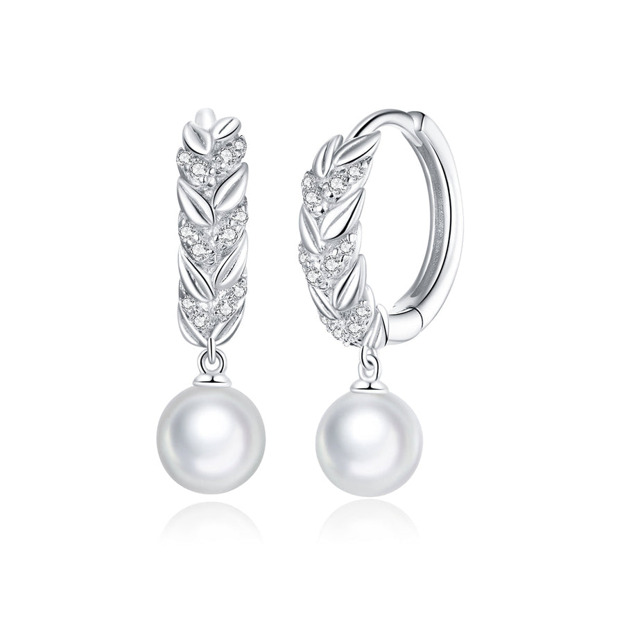 925 Sterling Silver Earrings with Quality Shell Pearl and CZ