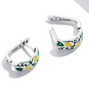 925 Sterling Silver Earrings for Women - Enamel Process - Oxidized Silver - 1.4x0.6 cm