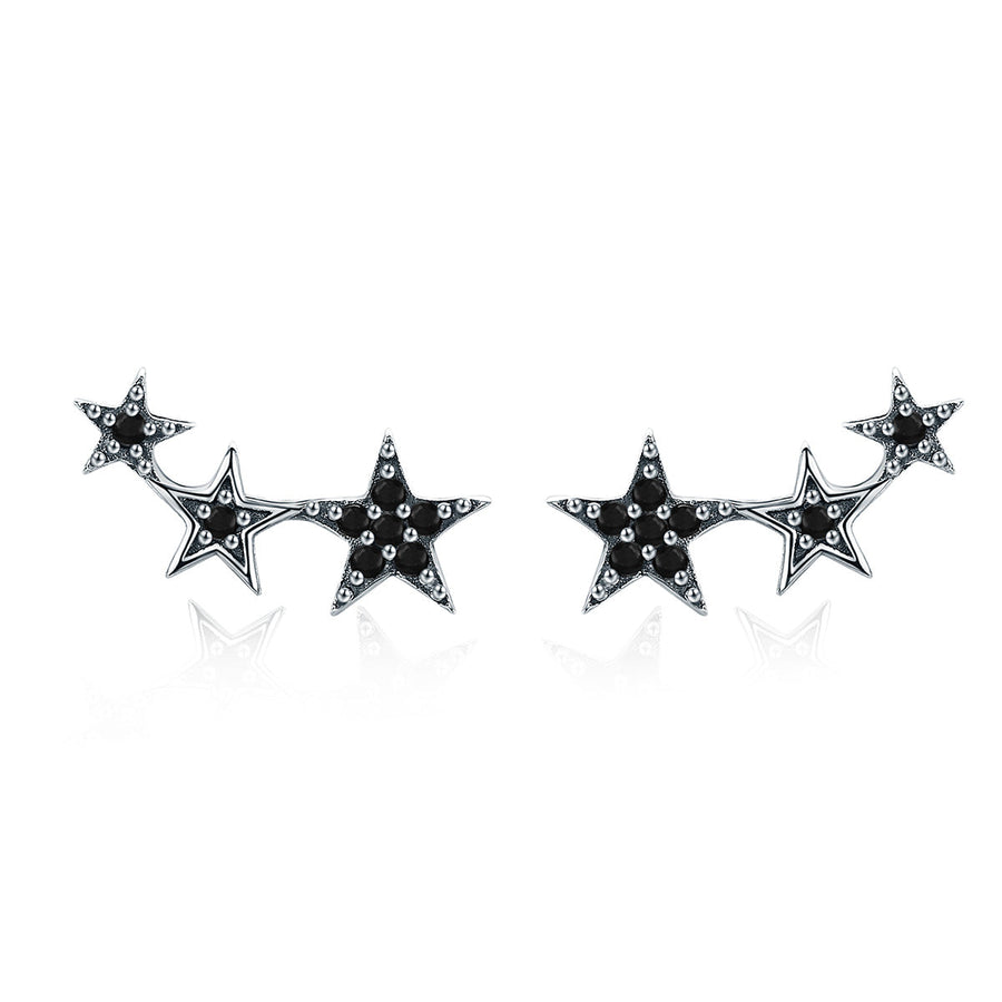 S925 Oxidized Silver Pavé CZ Earrings for Women
