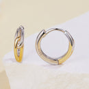 925 Sterling Silver Earrings for Women - 1.4x0.4cm - White Gold and Gold Plated