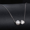925 Sterling Silver Moissanite & Freshwater Pearl White Gold Necklace 45cm for Women