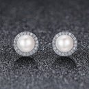 925 Sterling Silver Freshwater Pearl Earrings with CZ for Women