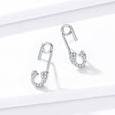 925 Sterling Silver Earrings for Women - 1.7x0.6cm, Platinum Plated with Pavé Setting CZ