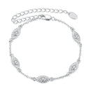 925 Sterling Silver White Gold Plated Bracelet with CZ Pendants for Women