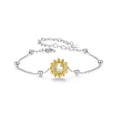925 Sterling Silver White Gold Plated Bracelet with Transparent Glass Charm for Women