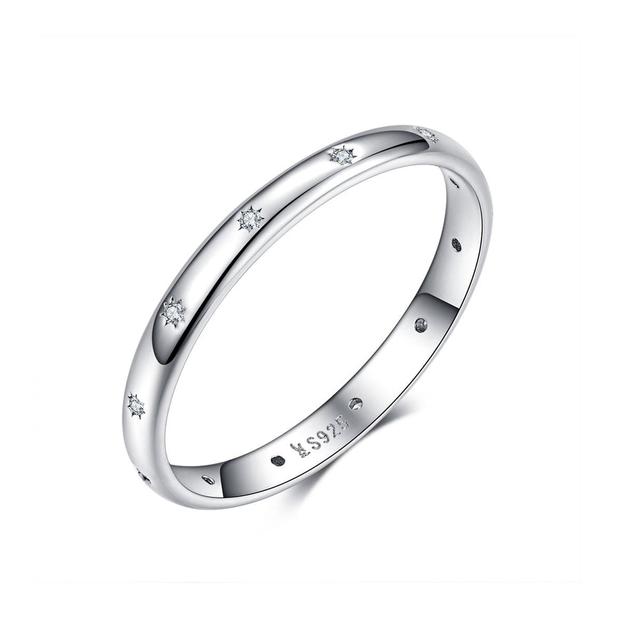 925 Sterling Silver Size 6.0 Plated Platinum Pavé Setting CZ Ring for Women