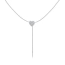 925 Sterling Silver Adjustable Necklace with CZ Pendant for Women