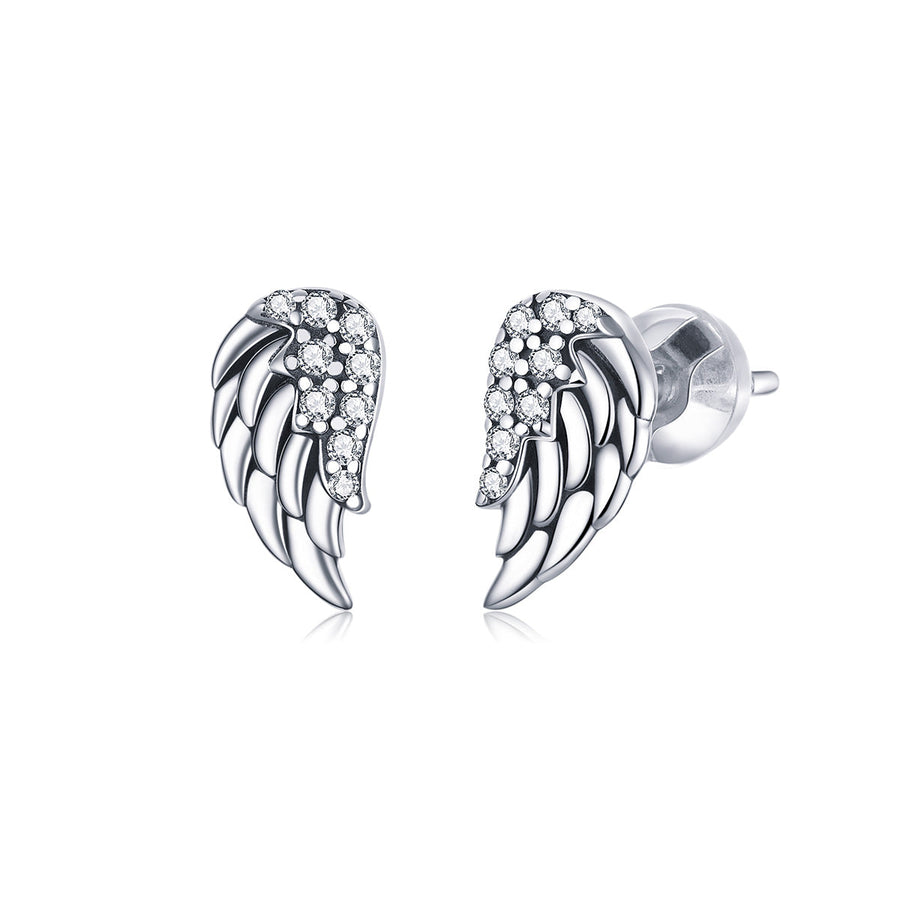 925 Sterling Silver Earrings with Pavé Setting CZ - 1.1x0.6cm