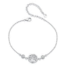 925 Sterling Silver White Gold Plated Bracelet with CZ Pendant