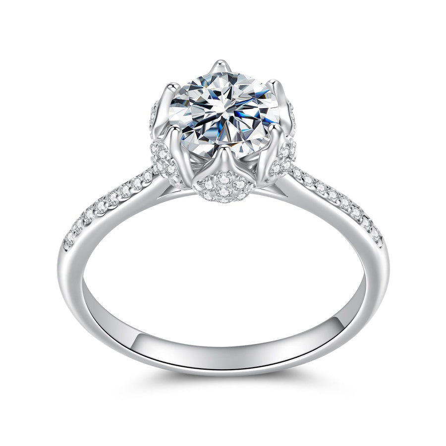 925 Sterling Silver Moissanite Ring 1ct Size 6 White Gold Plated for Women
