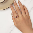 925 Sterling Silver Pavé Setting CZ Synthetic Garnet Ring for Women