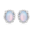 925 Sterling Silver Earrings for Women with Transparent Glass, 1.0*0.9cm