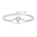 925 Sterling Silver Bracelet with CZ Zircon, 15+6.5cm, Platinum Plated for Women